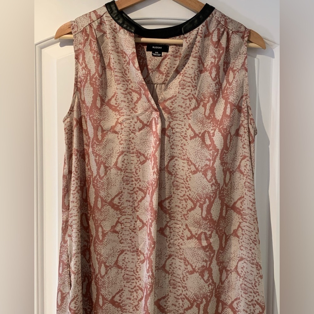 Rudsak Snake Print Dress Sleeveless Size Small Faux Leather Collar Belt Missing. - Picture 2 of 16
